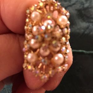 Pearl and aurora borealis statement ring